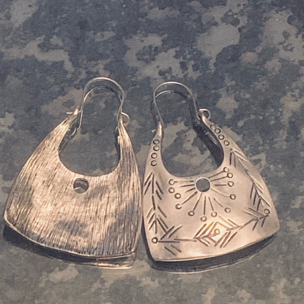 Boho Silver Dangle Earrings - Picture 3 of 4